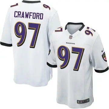 Nike Aaron Crawford Men's Game Baltimore Ravens White Jersey