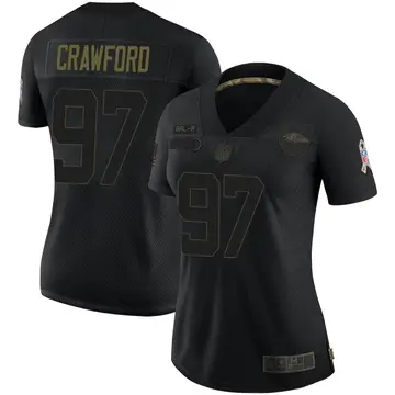 Nike Aaron Crawford Women's Limited Baltimore Ravens Black 2020 Salute To Service Jersey