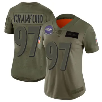 Nike Aaron Crawford Women's Limited Baltimore Ravens Camo 2019 Salute to Service Jersey