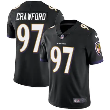 Nike Aaron Crawford Youth Limited Baltimore Ravens Black Alternate Vapor Untouchable Jersey