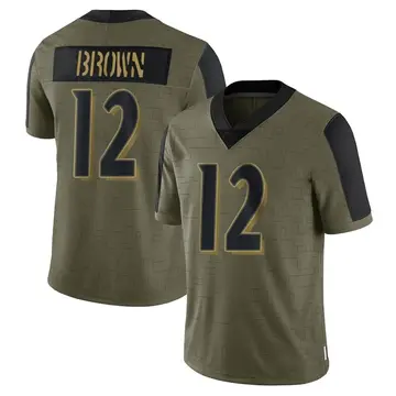 Nike Anthony Brown Youth Limited Baltimore Ravens Olive 2021 Salute To Service Jersey