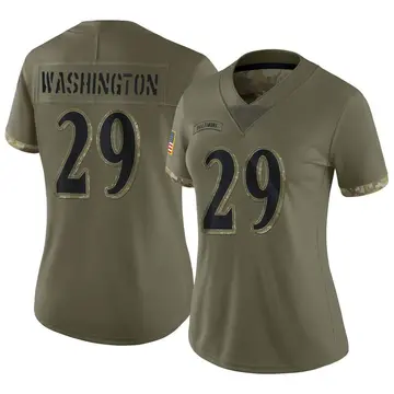 Nike Ar'Darius Washington Women's Limited Baltimore Ravens Olive 2022 Salute To Service Jersey