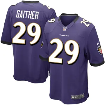Nike Bailey Gaither Men's Game Baltimore Ravens Purple Team Color Jersey