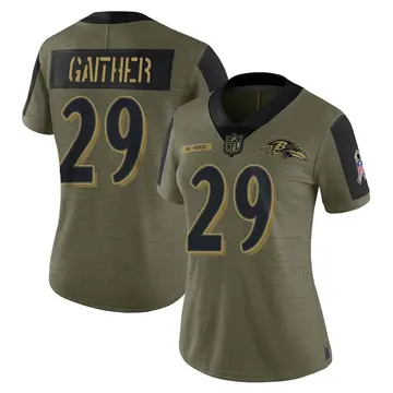 Nike Bailey Gaither Women's Limited Baltimore Ravens Olive 2021 Salute To Service Jersey