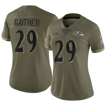 Nike Bailey Gaither Women's Limited Baltimore Ravens Olive 2022 Salute To Service Jersey