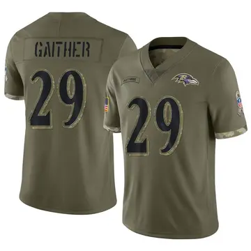 Nike Bailey Gaither Youth Limited Baltimore Ravens Olive 2022 Salute To Service Jersey
