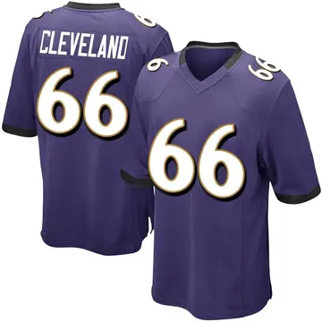 Nike Ben Cleveland Men's Game Baltimore Ravens Purple Team Color Jersey