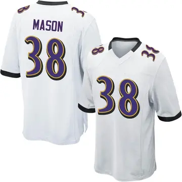 Nike Ben Mason Youth Game Baltimore Ravens White Jersey