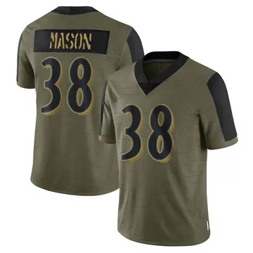 Nike Ben Mason Youth Limited Baltimore Ravens Olive 2021 Salute To Service Jersey