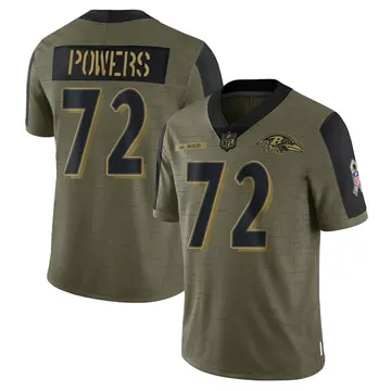 Nike Ben Powers Men's Limited Baltimore Ravens Olive 2021 Salute To Service Jersey