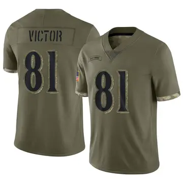 Nike Binjimen Victor Men's Limited Baltimore Ravens Olive 2022 Salute To Service Jersey