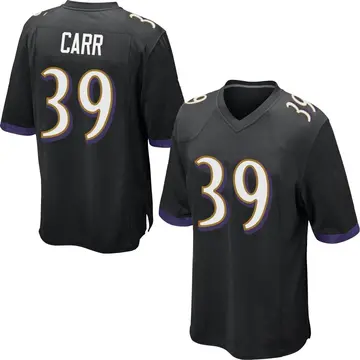 Nike Brandon Carr Men's Game Baltimore Ravens Black Jersey