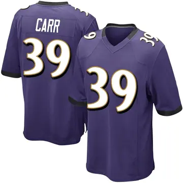 Nike Brandon Carr Youth Game Baltimore Ravens Purple Team Color Jersey