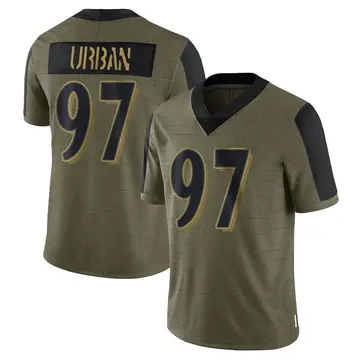 Nike Brent Urban Men's Limited Baltimore Ravens Olive 2021 Salute To Service Jersey