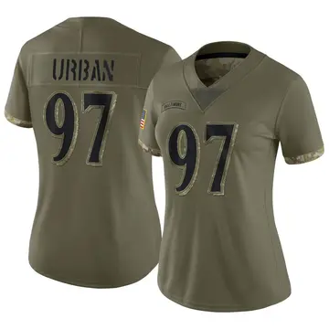 Nike Brent Urban Women's Limited Baltimore Ravens Olive 2022 Salute To Service Jersey