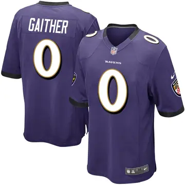 Nike Brian Gaither Men's Game Baltimore Ravens Purple Team Color Jersey