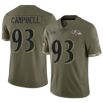 Nike Calais Campbell Youth Limited Baltimore Ravens Olive 2022 Salute To Service Jersey