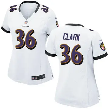 Nike Chuck Clark Women's Game Baltimore Ravens White Jersey