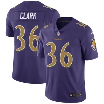 Nike Chuck Clark Youth Limited Baltimore Ravens Purple Color Rush Vapor Untouchable Jersey
