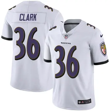 Nike Chuck Clark Youth Limited Baltimore Ravens White Vapor Untouchable Jersey