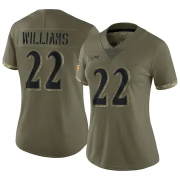 Nike Damarion Williams Women's Limited Baltimore Ravens Olive 2022 Salute To Service Jersey