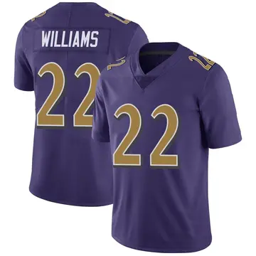 Nike Damarion Williams Youth Limited Baltimore Ravens Purple Color Rush Vapor Untouchable Jersey