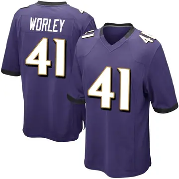 Nike Daryl Worley Men's Game Baltimore Ravens Purple Team Color Jersey