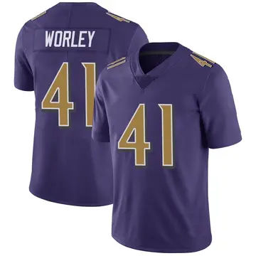 Nike Daryl Worley Youth Limited Baltimore Ravens Purple Color Rush Vapor Untouchable Jersey