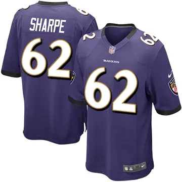 Nike David Sharpe Men's Game Baltimore Ravens Purple Team Color Jersey