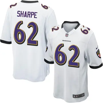Nike David Sharpe Men's Game Baltimore Ravens White Jersey