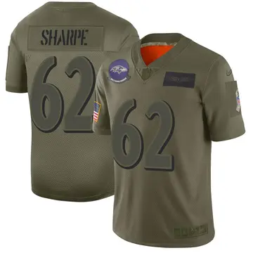 Nike David Sharpe Men's Limited Baltimore Ravens Camo 2019 Salute to Service Jersey