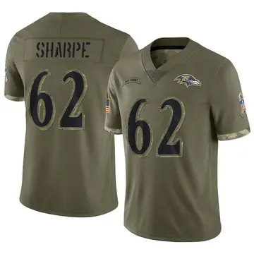 Nike David Sharpe Men's Limited Baltimore Ravens Olive 2022 Salute To Service Jersey