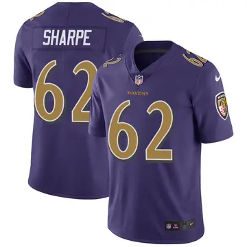 Nike David Sharpe Men's Limited Baltimore Ravens Purple Color Rush Vapor Untouchable Jersey