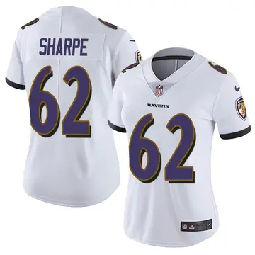 Nike David Sharpe Women's Limited Baltimore Ravens White Vapor Untouchable Jersey