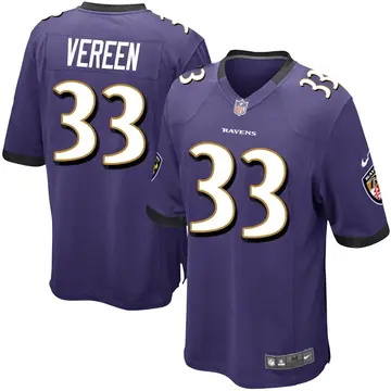 Nike David Vereen Men's Game Baltimore Ravens Purple Team Color Jersey