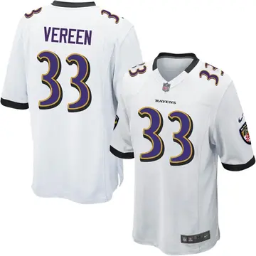 Nike David Vereen Men's Game Baltimore Ravens White Jersey