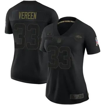 Nike David Vereen Women's Limited Baltimore Ravens Black 2020 Salute To Service Jersey
