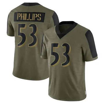 Nike Del'Shawn Phillips Men's Limited Baltimore Ravens Olive 2021 Salute To Service Jersey
