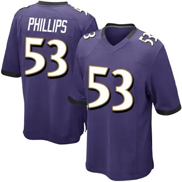 Nike Del'Shawn Phillips Youth Game Baltimore Ravens Purple Team Color Jersey