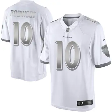 Nike Demarcus Robinson Men's Limited Baltimore Ravens White Platinum Jersey