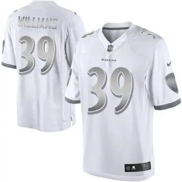 Nike Denzel Williams Men's Limited Baltimore Ravens White Platinum Jersey