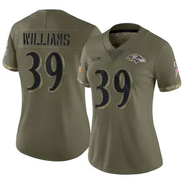 Nike Denzel Williams Women's Limited Baltimore Ravens Olive 2022 Salute To Service Jersey