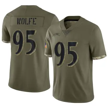 Nike Derek Wolfe Youth Limited Baltimore Ravens Olive 2022 Salute To Service Jersey