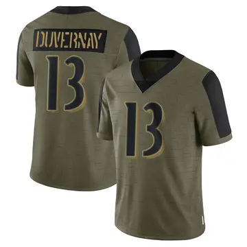 Nike Devin Duvernay Youth Limited Baltimore Ravens Olive 2021 Salute To Service Jersey
