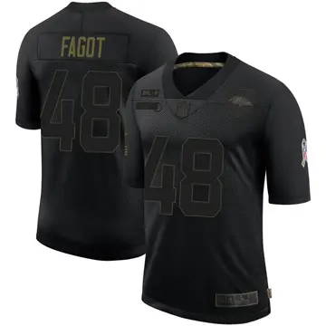 Nike Diego Fagot Youth Limited Baltimore Ravens Black 2020 Salute To Service Jersey