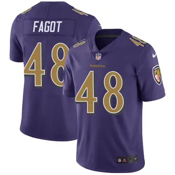 Nike Diego Fagot Youth Limited Baltimore Ravens Purple Color Rush Vapor Untouchable Jersey