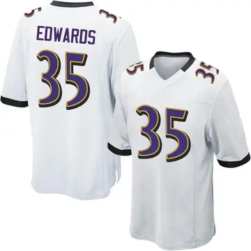 Nike Gus Edwards Men's Game Baltimore Ravens White Jersey