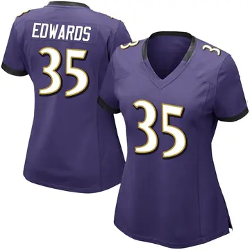 Nike Gus Edwards Women's Limited Baltimore Ravens Purple Team Color Vapor Untouchable Jersey