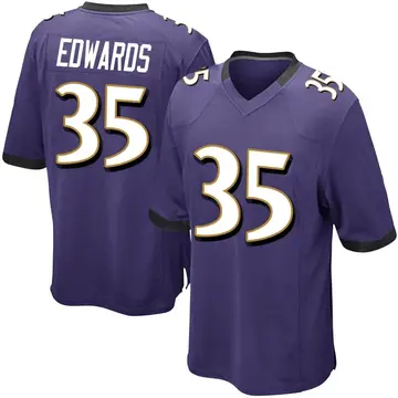Nike Gus Edwards Youth Game Baltimore Ravens Purple Team Color Jersey