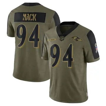 Nike Isaiah Mack Youth Limited Baltimore Ravens Olive 2021 Salute To Service Jersey